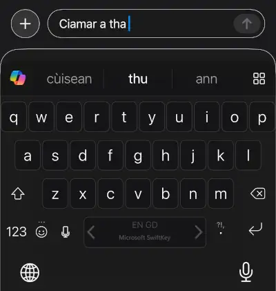 SwiftKey keyboard in use